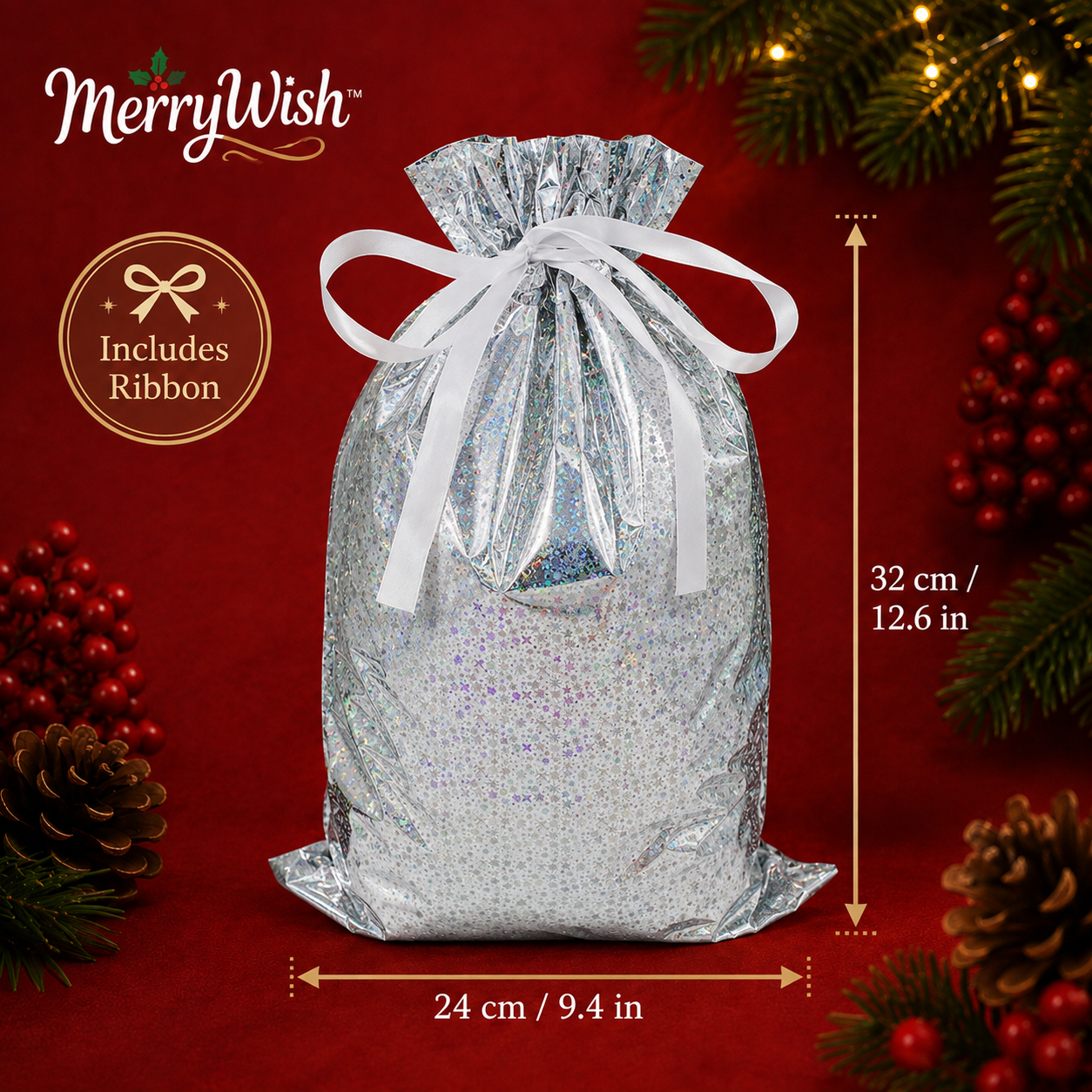 Christmas Gift Bag + Ribbon